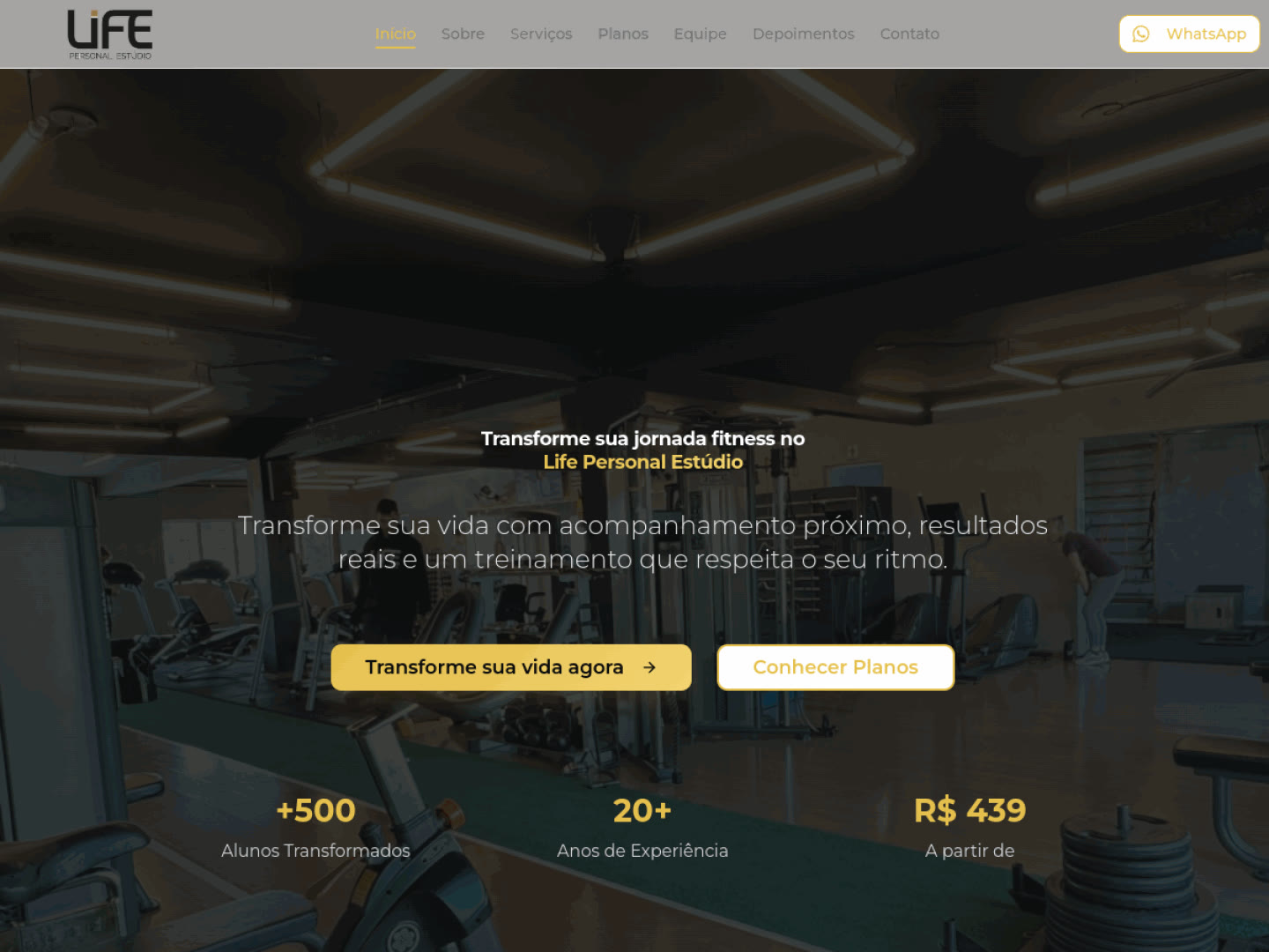 Life Personal Estúdio — Site institucional para academia premium
